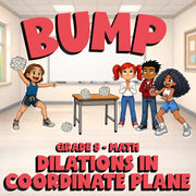 Dilations in Coordinate Plane BUMP Math Game - No Prep Grade 8 Review Activity