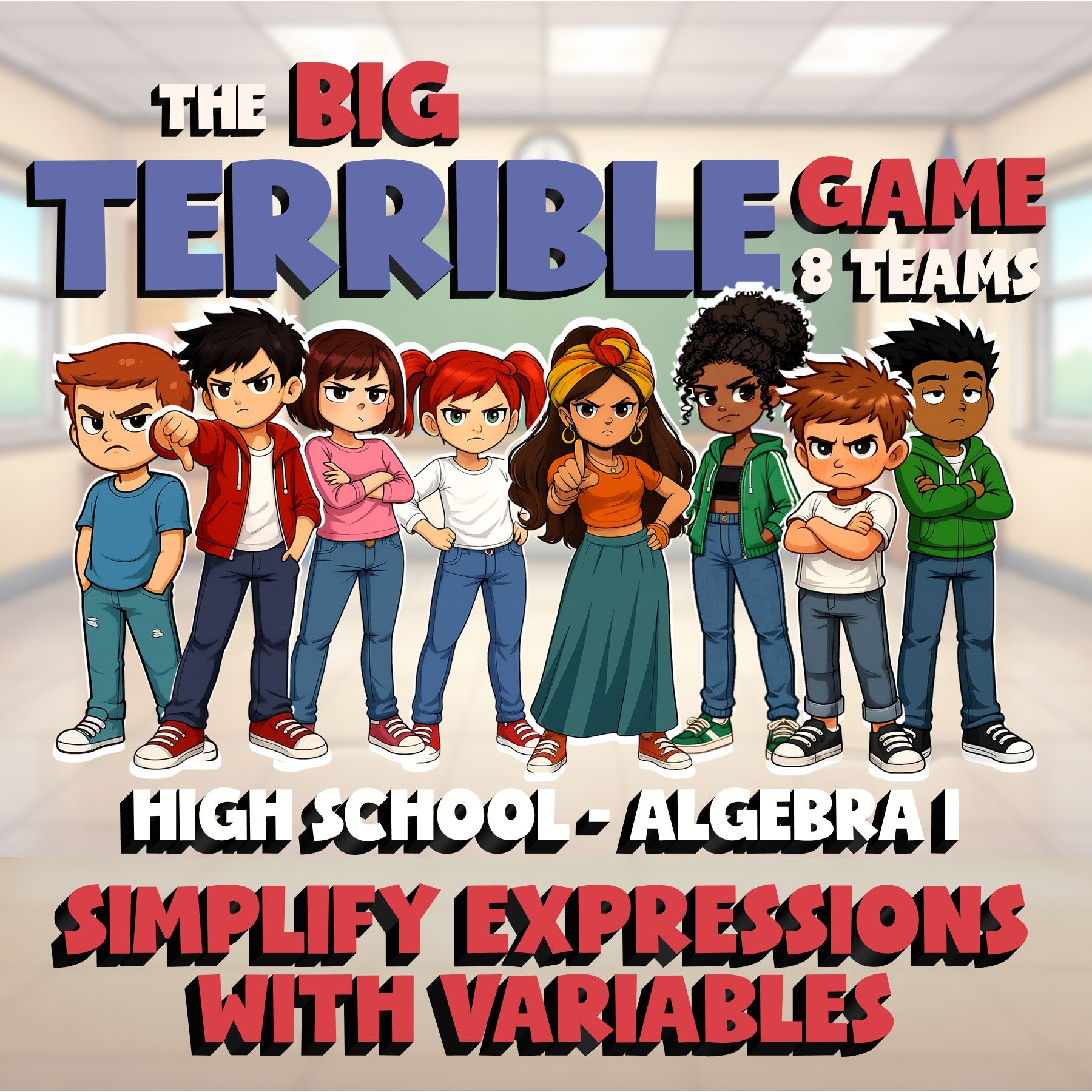 Simplify Expressions with Variables BIG TERRIBLE GAME - No Prep Algebra 1 Review