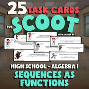 Sequences as Functions SCOOT TASK CARDS Math Game - No Prep Algebra 1 Review