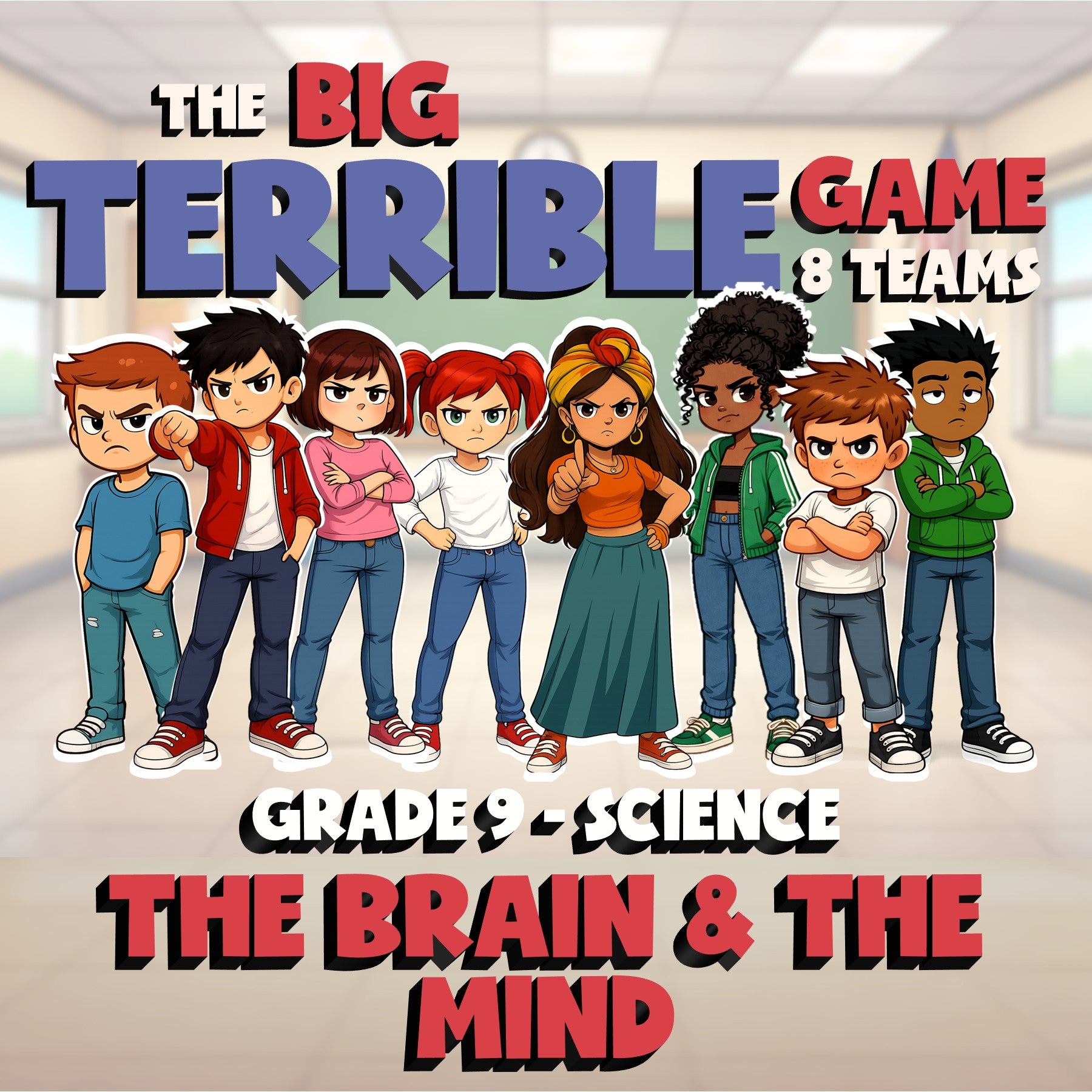 The Brain & The Mind BIG TERRIBLE GAME - No Prep Grade 9 Science Review Activity