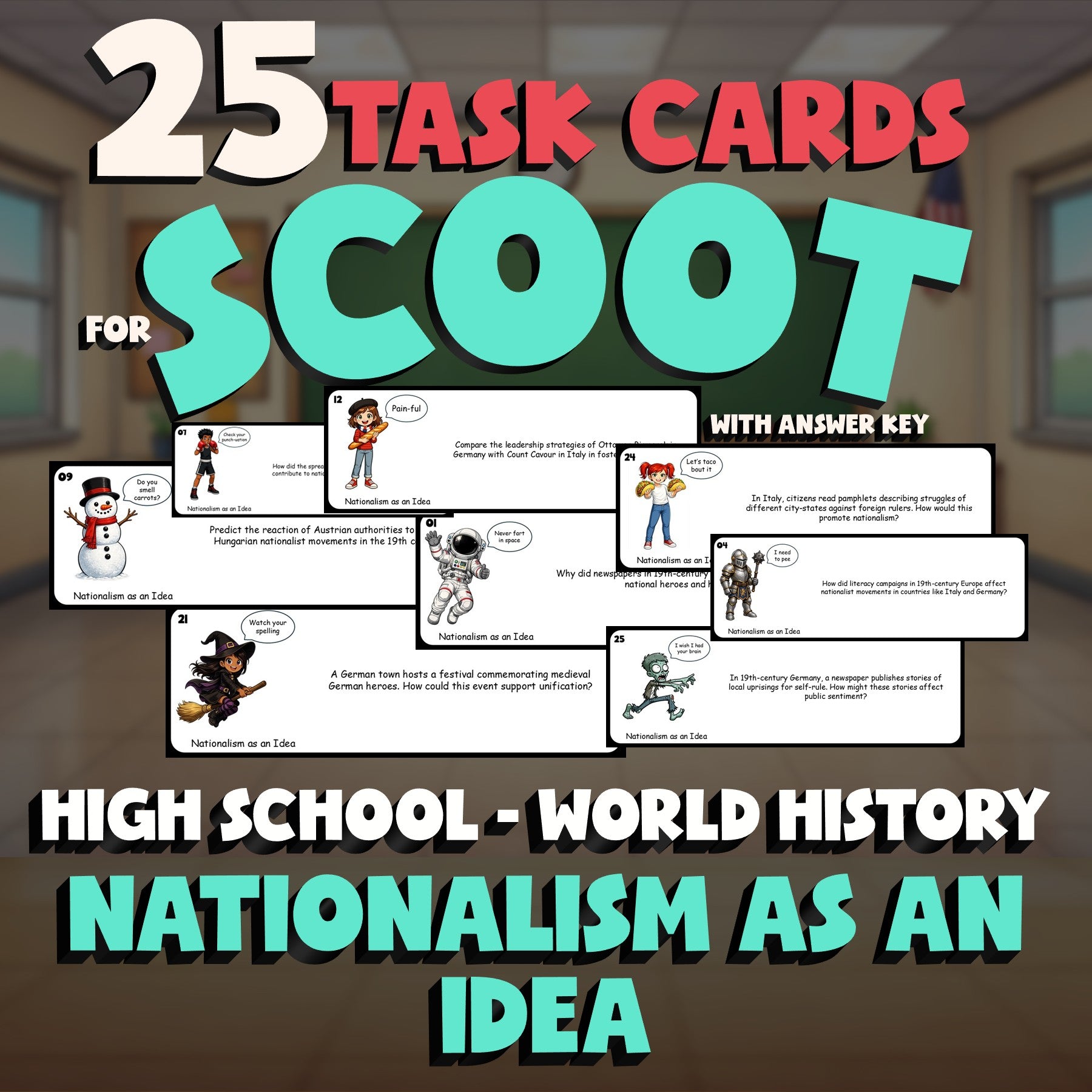 Nationalism as an Idea SCOOT TASK CARDS Game - No Prep World History Review