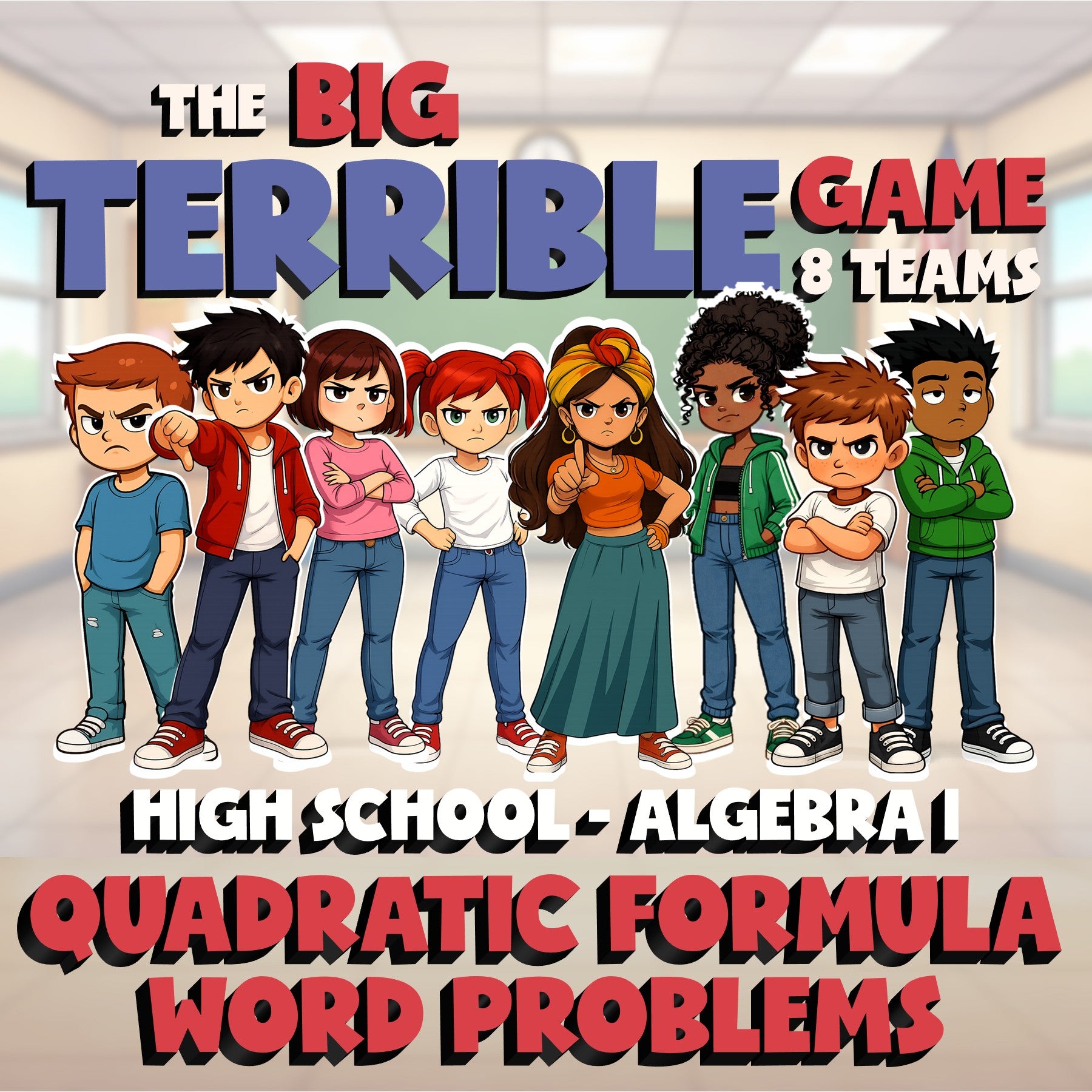 Quadratic Formula Word Problems BIG TERRIBLE GAME - No Prep Algebra 1 Review