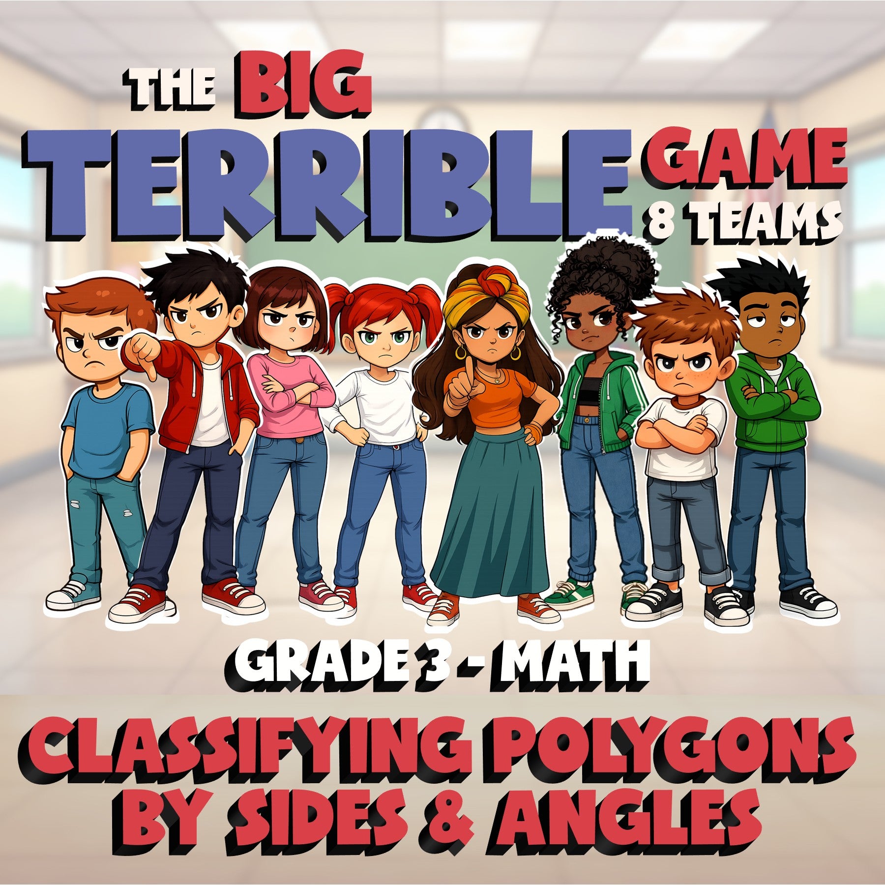 Classifying Polygons by Sides & Angles BIG TERRIBLE GAME - Grade 3 Math Review
