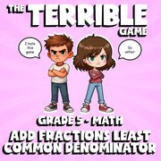 Add Fractions Least Common Denominator THE TERRIBLE GAME - Grade 5 Math Review