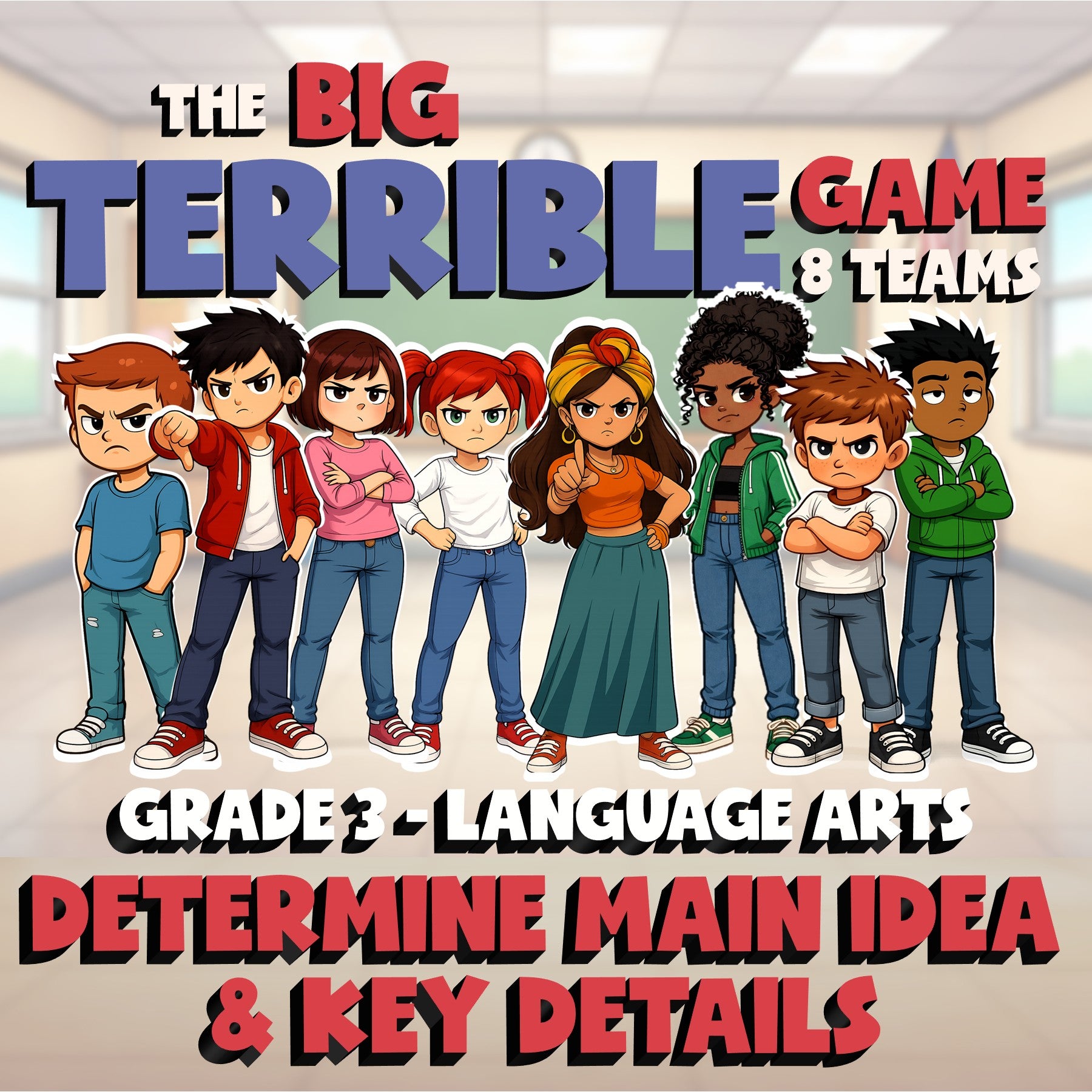 Determine Main Idea & Key Details BIG TERRIBLE GAME - No Prep Grade 3 ELA Review