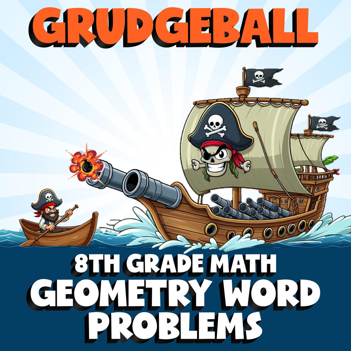 Geometry Word Problems GRUDGEBALL Math Game - No Prep Grade 8 Review Activity
