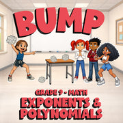 Exponents & Polynomials BUMP Math Game - No Prep Grade 9 Review Activity