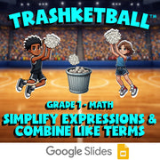 Simplify Expressions & Combine Like Terms TRASHKETBALL Math Game - Grade 7