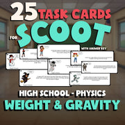 Weight & Gravity SCOOT TASK CARDS Science Game - No Prep Physics Review Activity