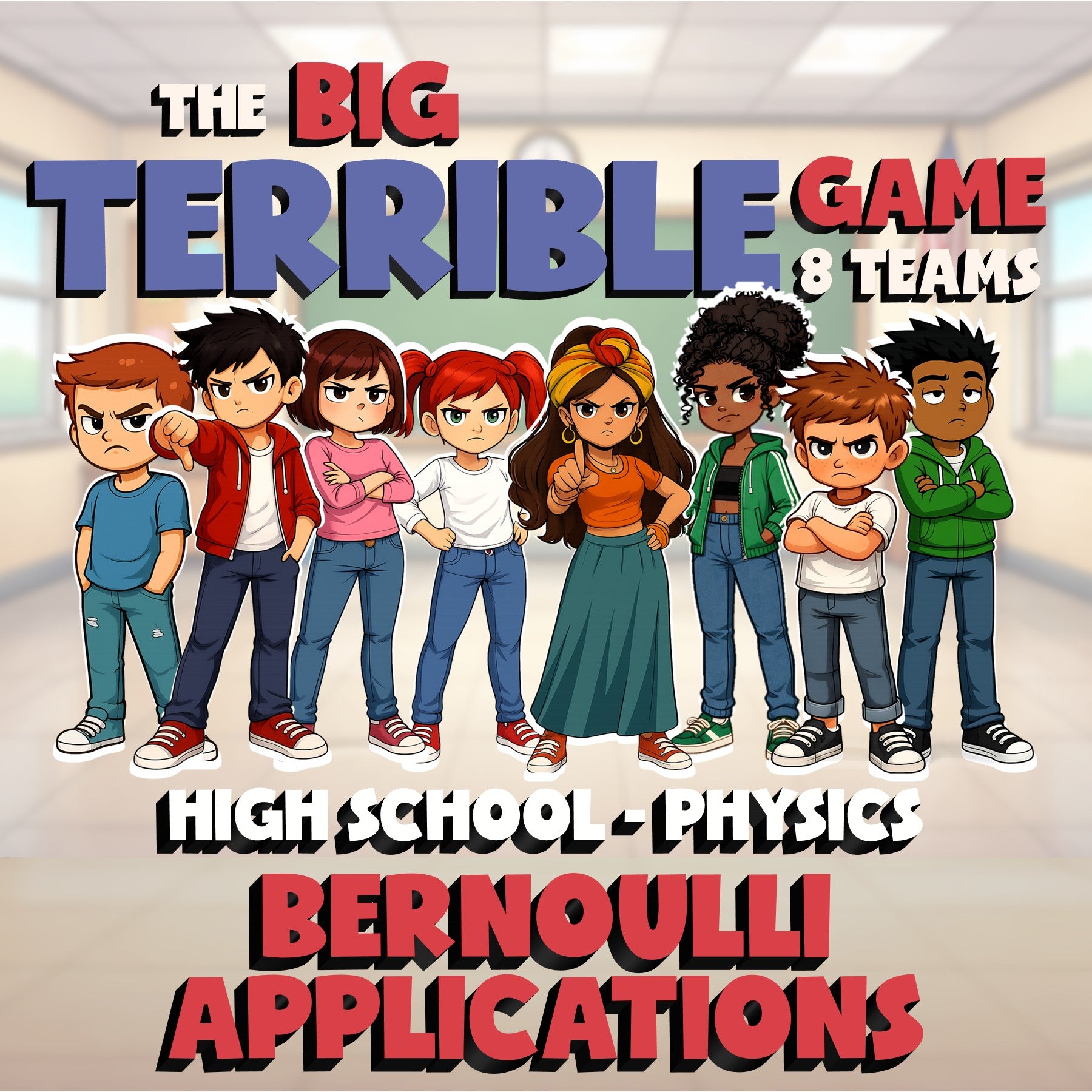 Bernoulli Applications BIG TERRIBLE GAME - No Prep Physics Science Review