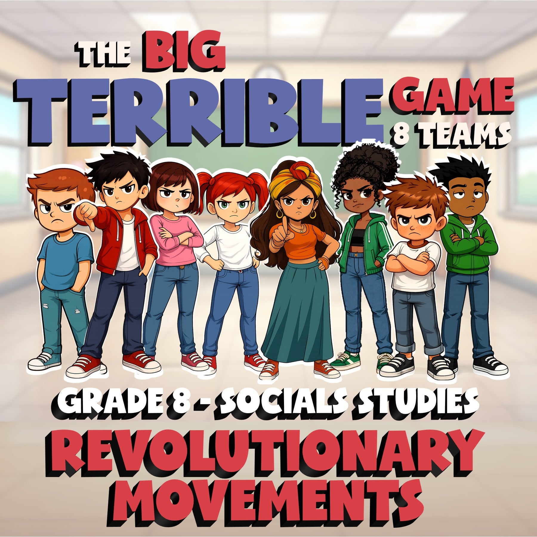 Revolutionary Movements BIG TERRIBLE GAME - No Prep Grade 8 Socials Review