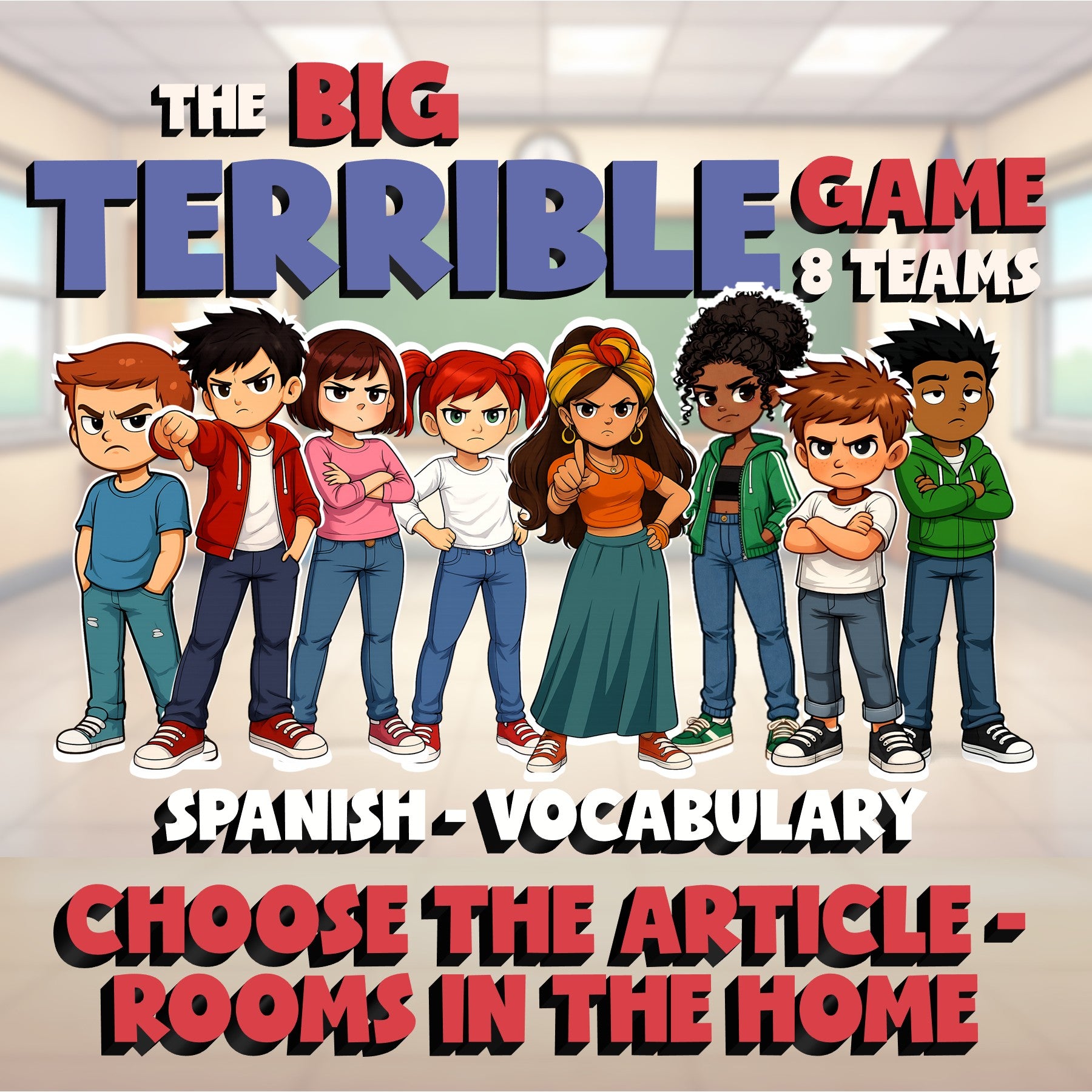 Choose The Article - Rooms in the Home BIG TERRIBLE GAME - Spanish Exercise