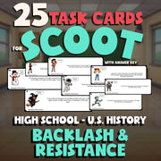 Backlash & Resistance SCOOT TASK CARDS U.S. History Game - No Prep Review