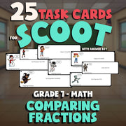 Comparing Fractions SCOOT TASK CARDS Math Game - No Prep Grade 7 Review Activity