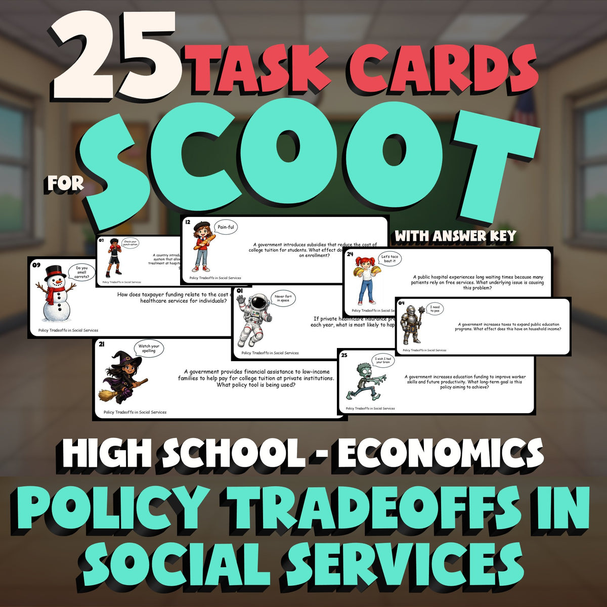 Policy Tradeoffs in Social Services SCOOT TASK CARDS Economics Game - No Prep