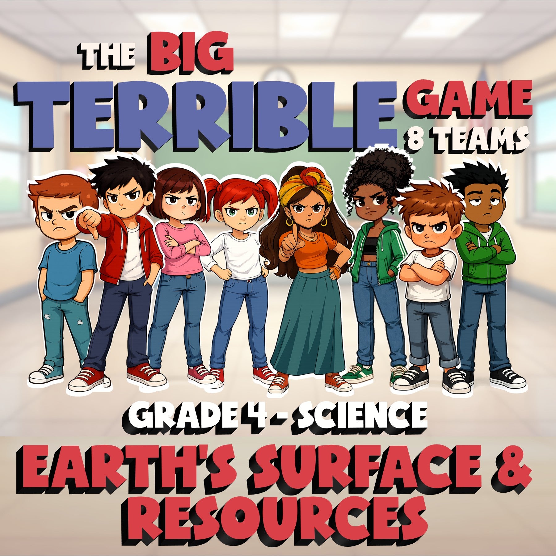 Earth’s Surface & Resources BIG TERRIBLE GAME - No Prep Grade 4 Science Review
