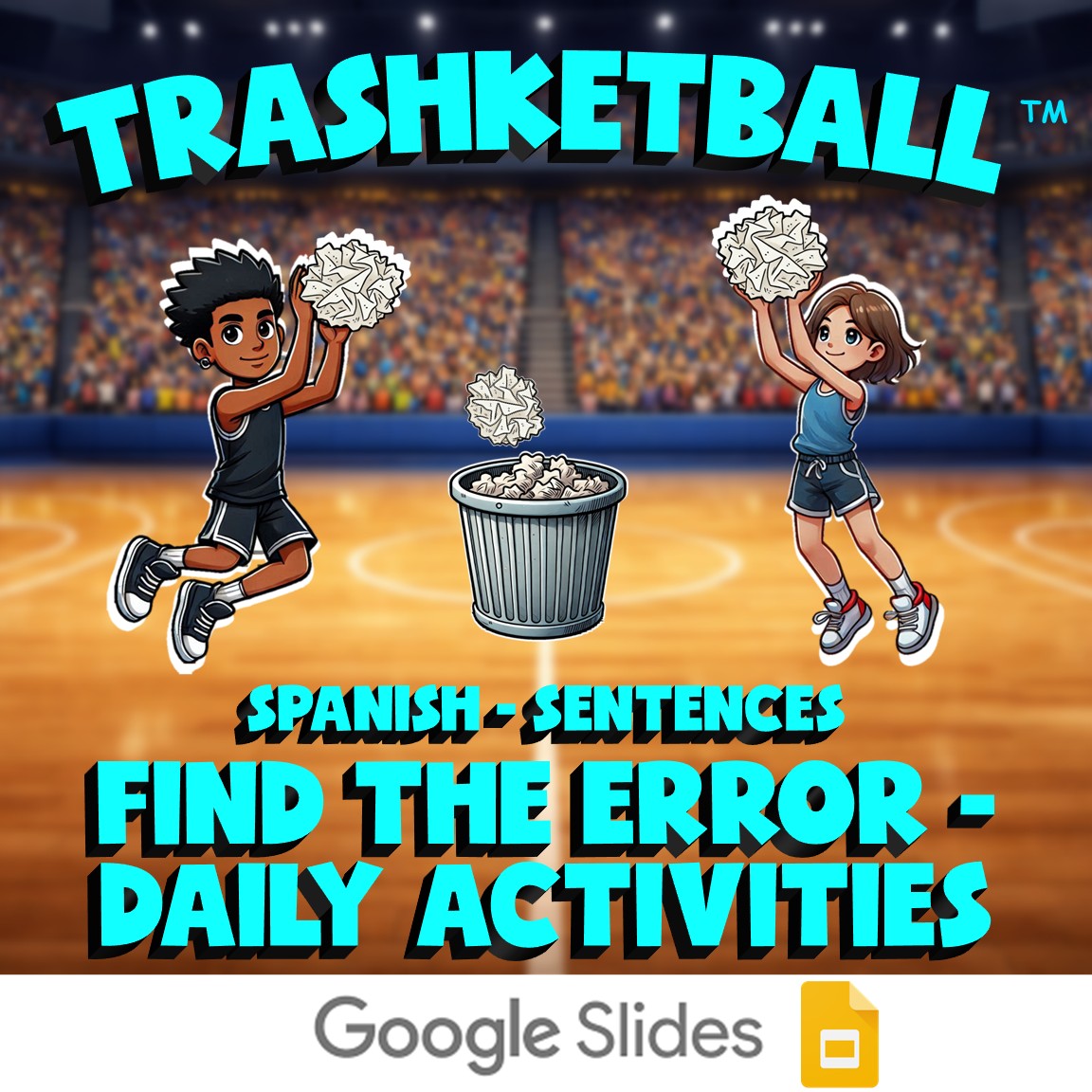 Find the Error - Daily Activities TRASHKETBALL Spanish Game - No Prep Exercise