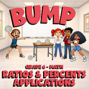 Ratios & Percents Applications BUMP Math Game - No Prep Grade 6 Review Activity