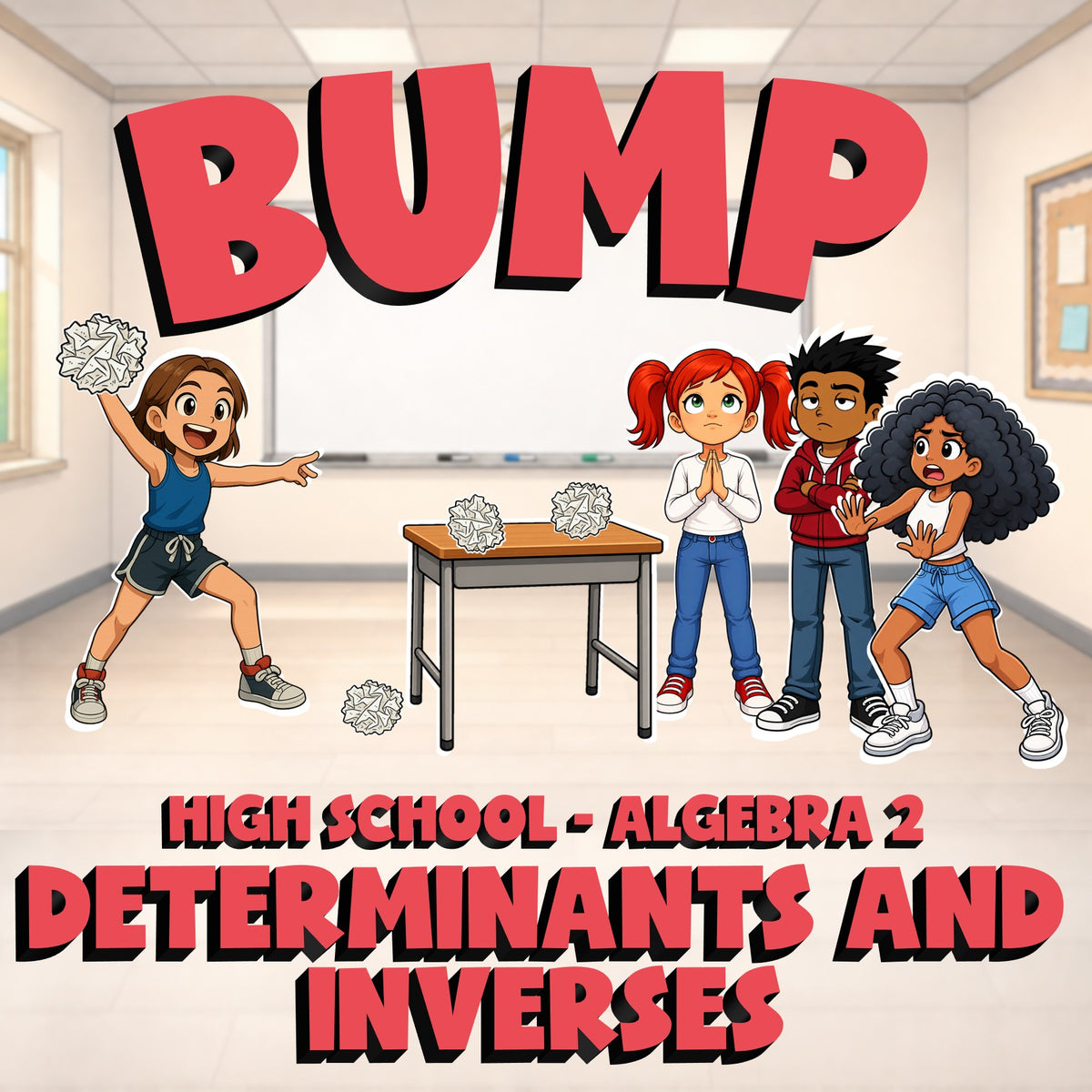 Determinants and Inverses BUMP Math Game - No Prep Algebra 2 Review Activity
