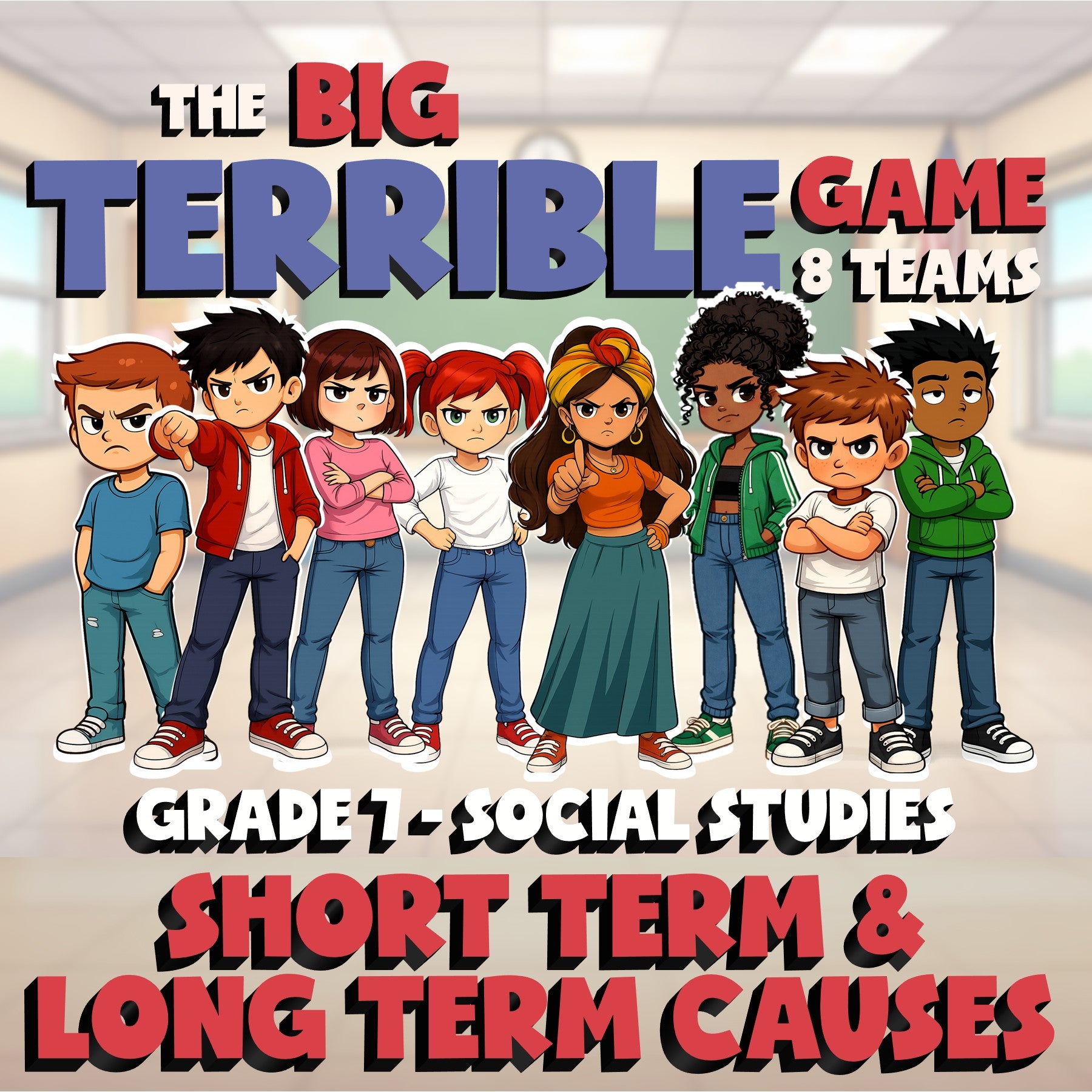 Short Term & Long Term Causes BIG TERRIBLE GAME - No Prep Grade 7 Socials Review