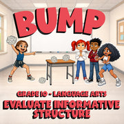 Evaluate Informative Structure BUMP ELA Game - No Prep Grade 10 Review Activity