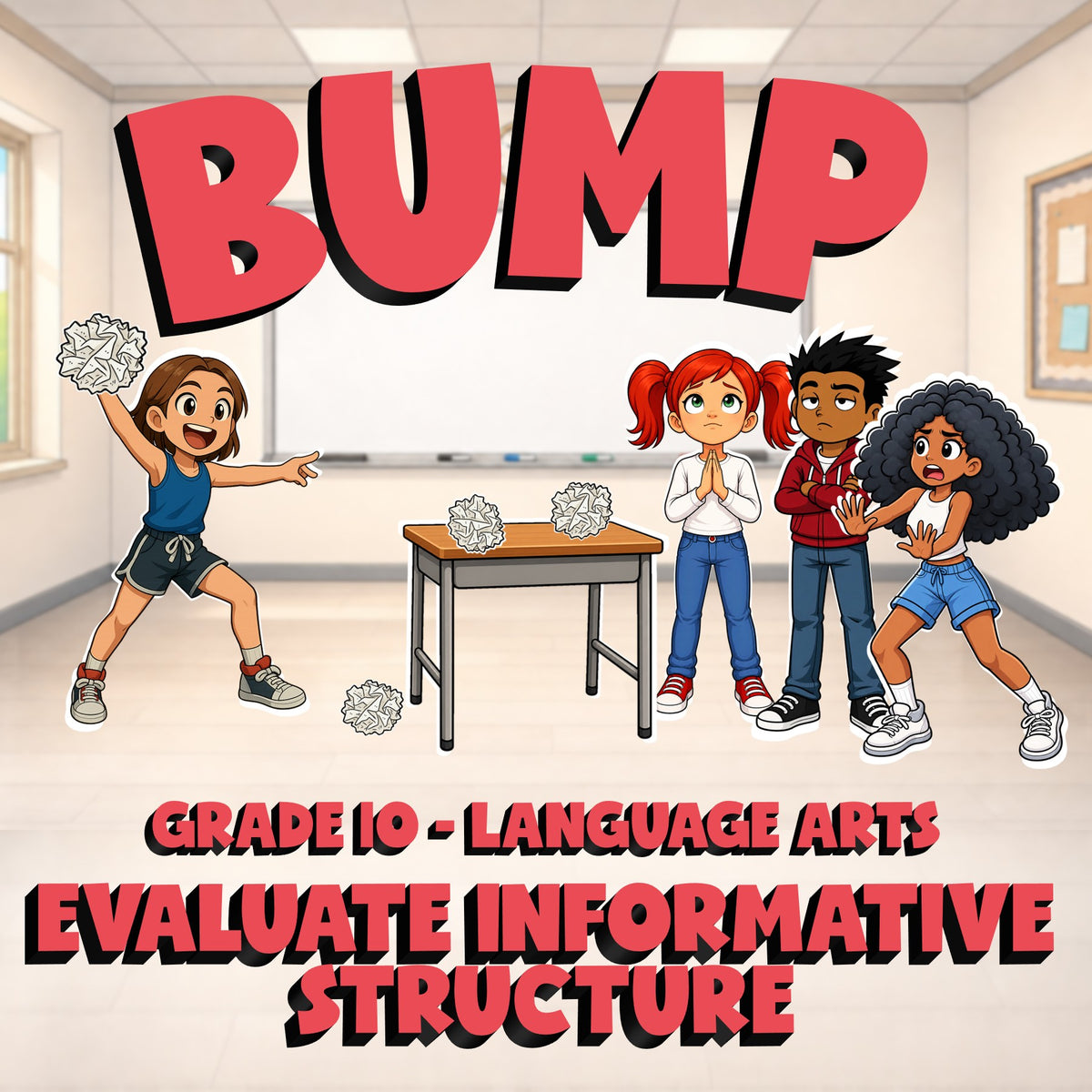 Evaluate Informative Structure BUMP ELA Game - No Prep Grade 10 Review Activity