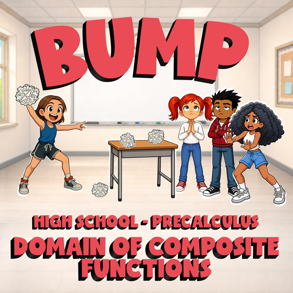 Domain of Composite Functions BUMP Math Game - No Prep PreCalculus Review