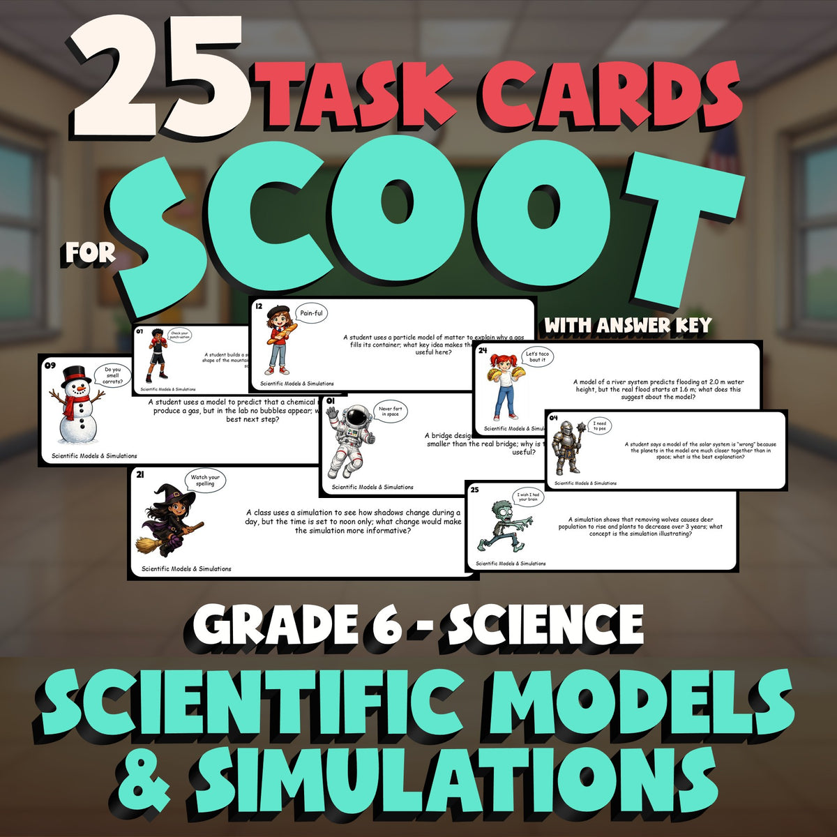 Scientific Models & Simulations SCOOT TASK CARDS Science Game - No Prep Grade 6