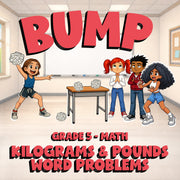 Kilograms & Pounds Word Problems BUMP Math Game - No Prep Grade 5 Review