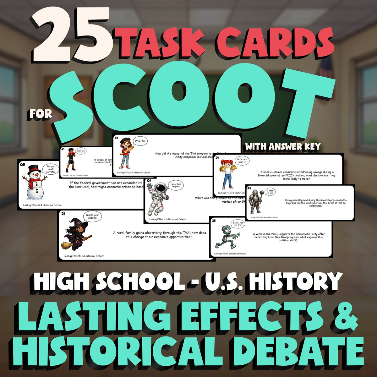 Lasting Effects & Historical Debate SCOOT TASK CARDS U.S. History Game - No Prep