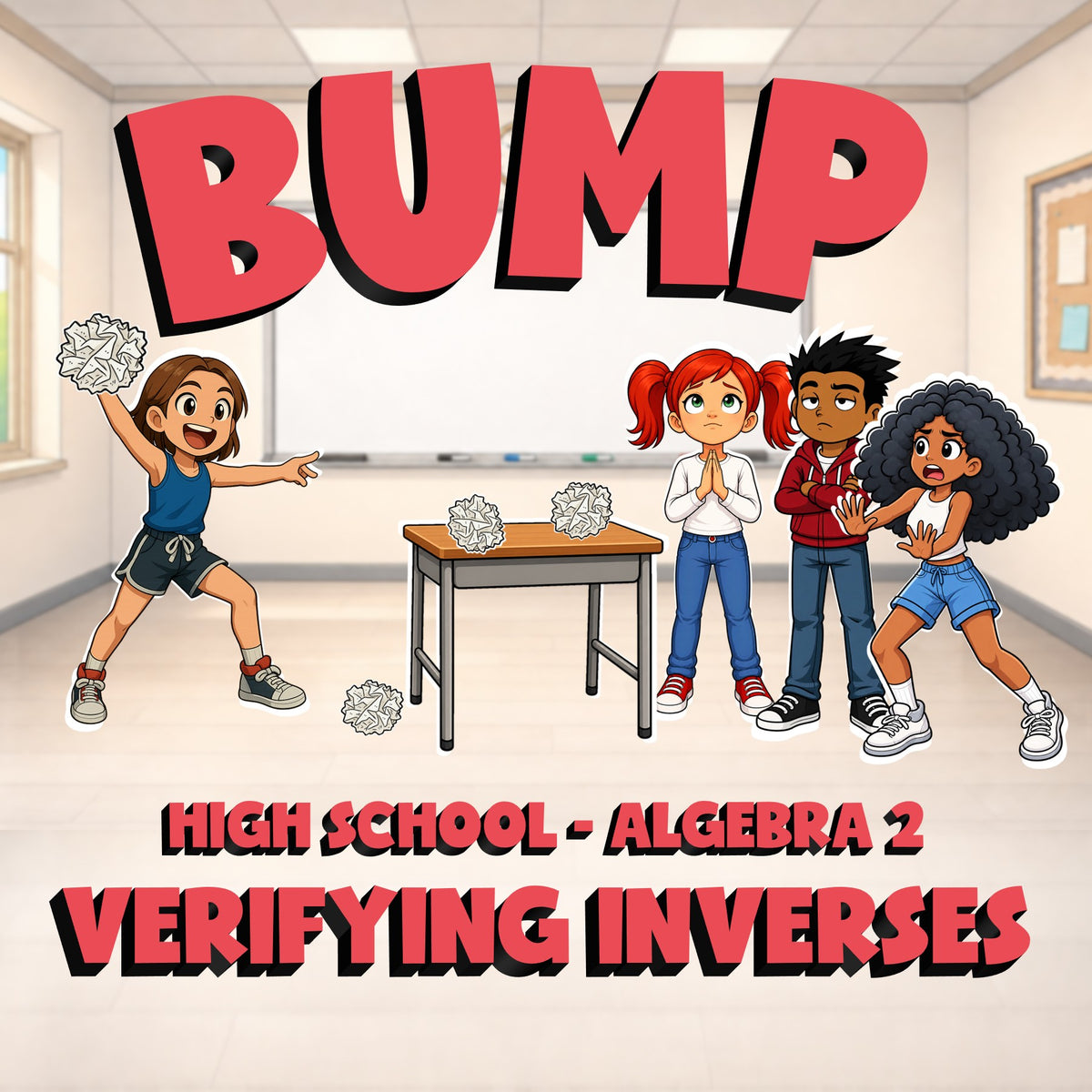 Verifying Inverses BUMP Math Game - No Prep Algebra 2 Review Activity