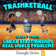 Linear Relationships Real World Problems TRASHKETBALL Math Game - Grade 7
