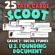 U.S. Founding Document SCOOT TASK CARDS Socials Game - No Prep Grade 3 Review