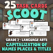 Capitalization of Names Places & Titles SCOOT TASK CARDS ELA Game - Grade 3