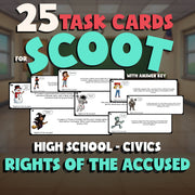 Rights of the Accused SCOOT TASK CARDS Civics Game - No Prep Review Activity