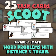 Word Problems with Distance & Travel SCOOT TASK CARDS Math Game - Grade 3