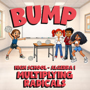 Multiplying Radicals BUMP Math Game - No Prep Algebra 1 Review Activity