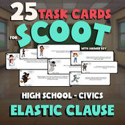 Elastic Clause SCOOT TASK CARDS Civics Game - No Prep Review Activity