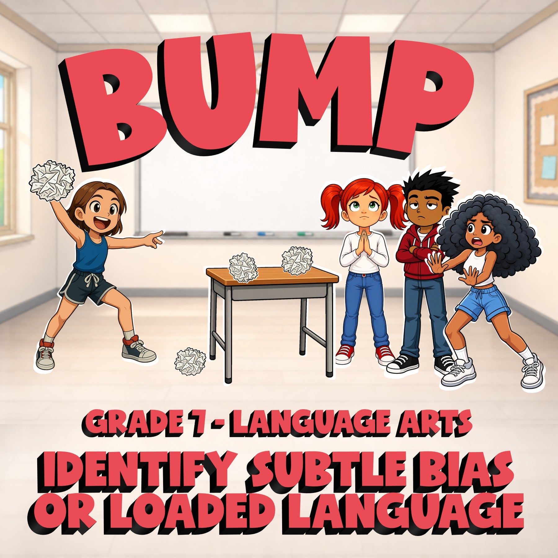 Identify Subtle Bias or Loaded Language BUMP ELA Game - No Prep Grade 7 Review