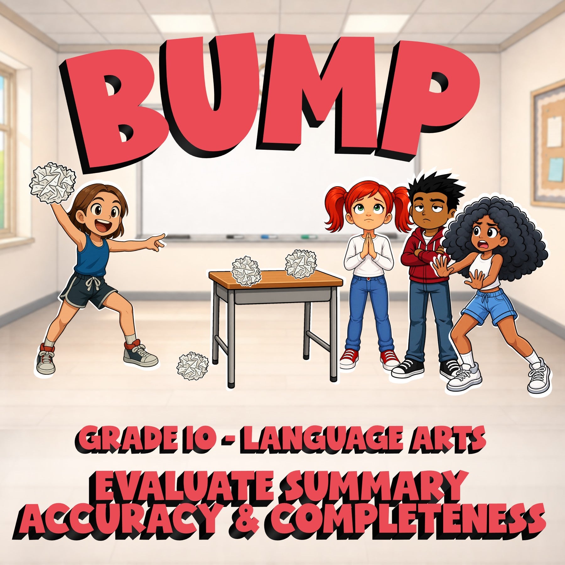 Evaluate Summary Accuracy & Completeness BUMP ELA Game - No Prep Grade 10 Review