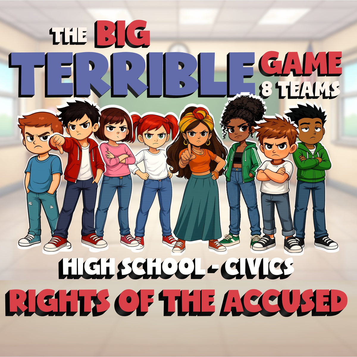 Rights of the Accused BIG TERRIBLE GAME - No Prep Civics Review Activity