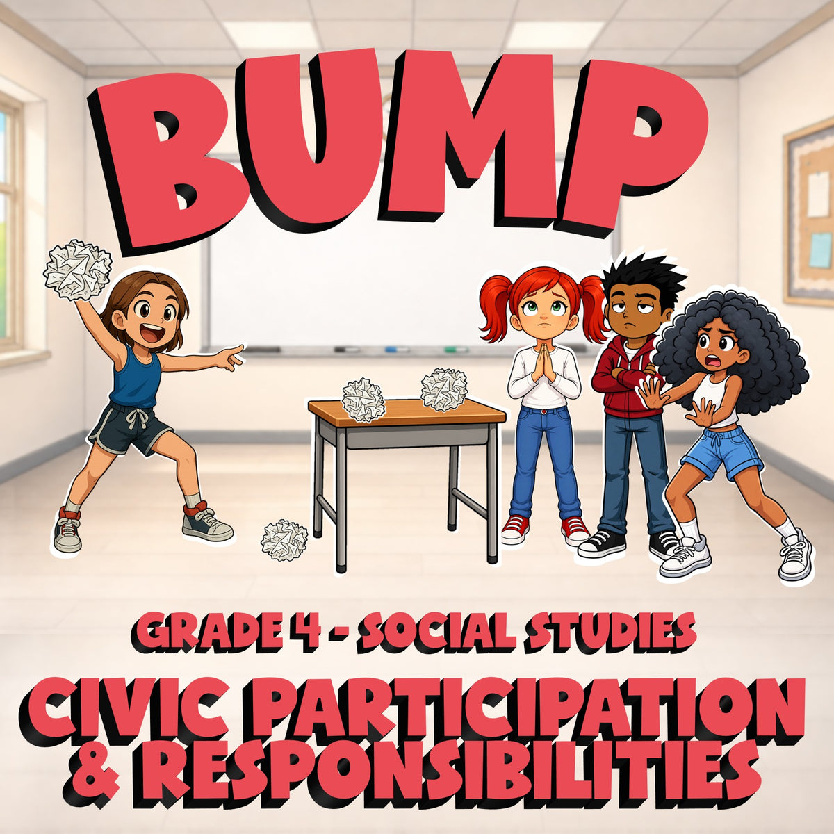 Civic Participation & Responsibilities BUMP Socials Game - No Prep Grade 4