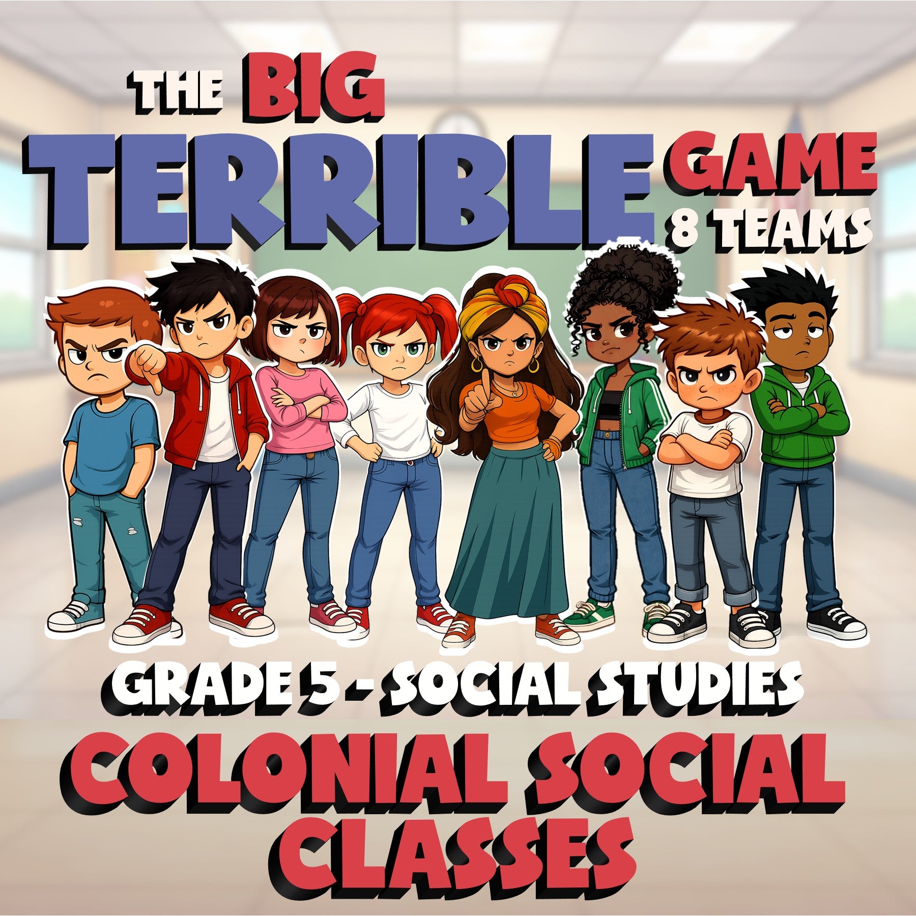 Colonial Social Classes BIG TERRIBLE GAME - No Prep Grade 5 Socials Review
