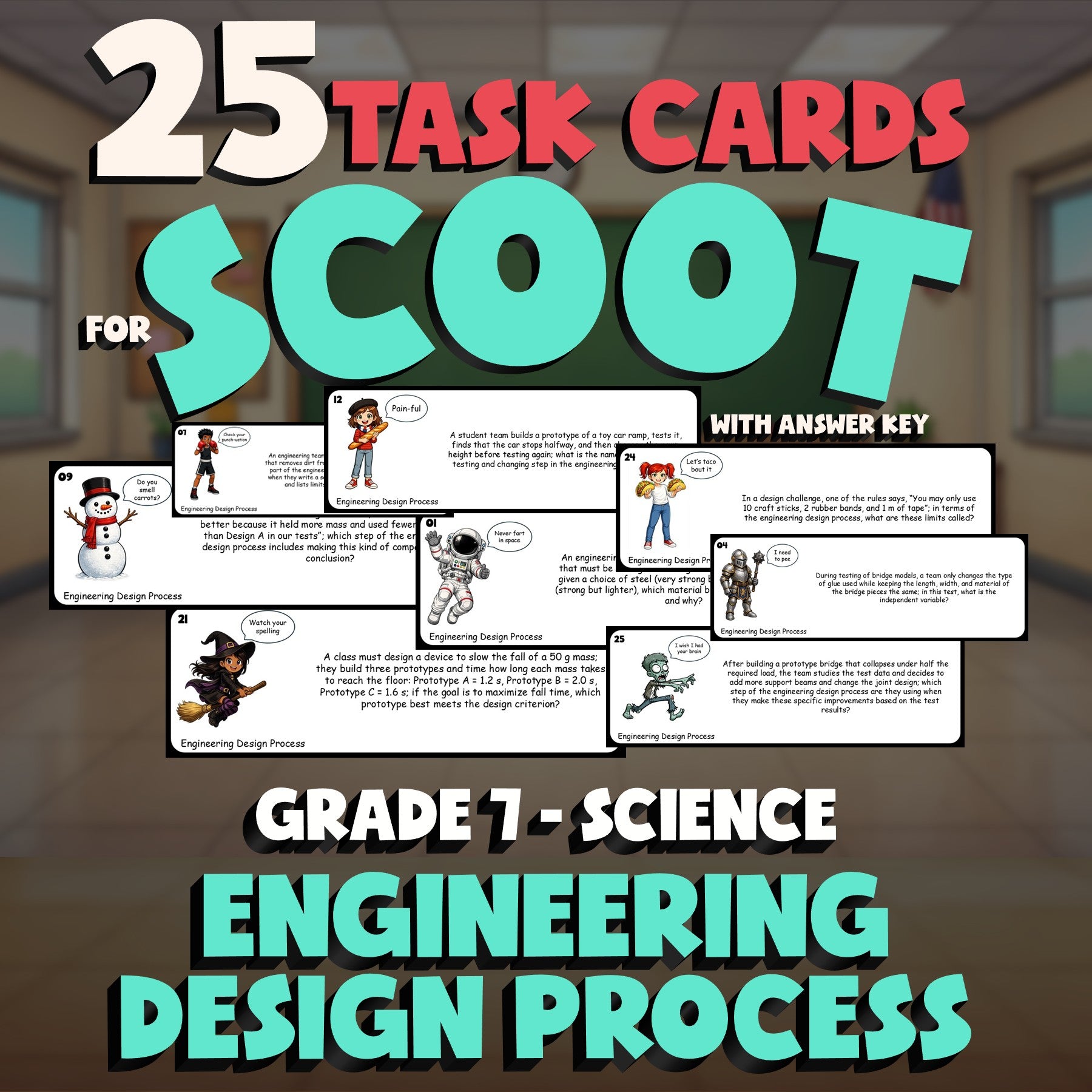 Engineering Design Process SCOOT TASK CARDS Science Game - No Prep Grade 7