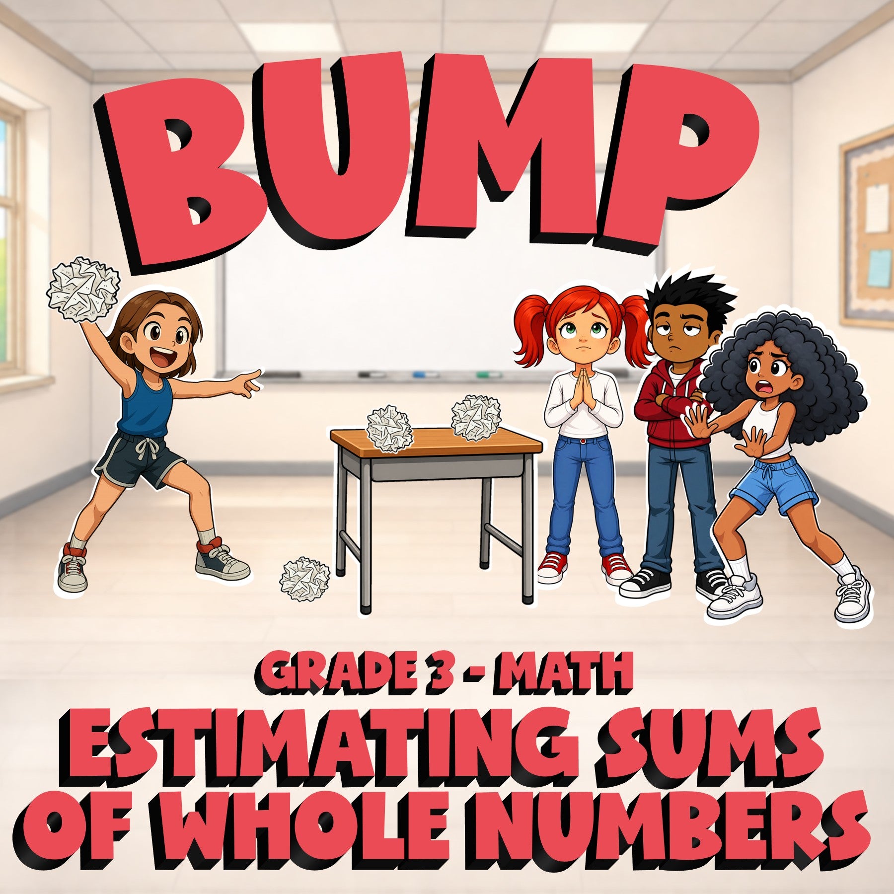 Estimating Sums of Whole Numbers BUMP Math Game - No Prep Grade 3 Review