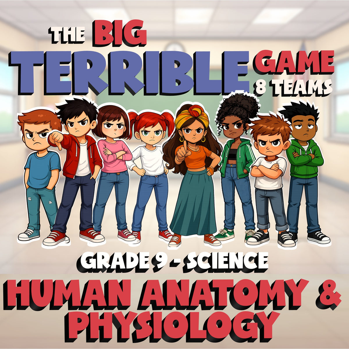 Human Anatomy & Physiology BIG TERRIBLE GAME - No Prep Grade 9 Science Review