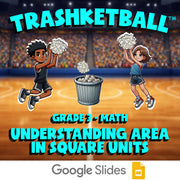 Understanding Area in Square Units TRASHKETBALL Math Game - No Prep Grade 3