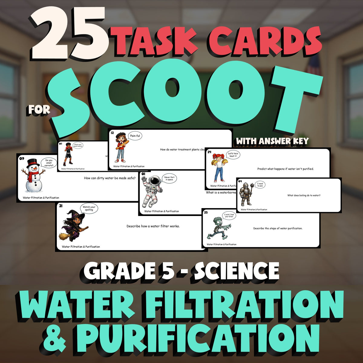 Water Filtration & Purification SCOOT TASK CARDS Science Game - No Prep Grade 5