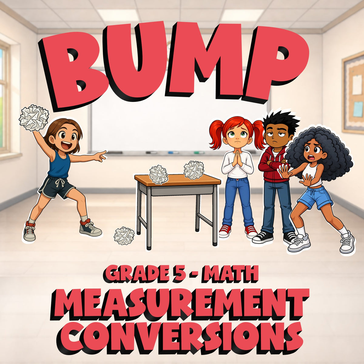 Measurement Conversions BUMP Math Game - No Prep Grade 5 Review Activity
