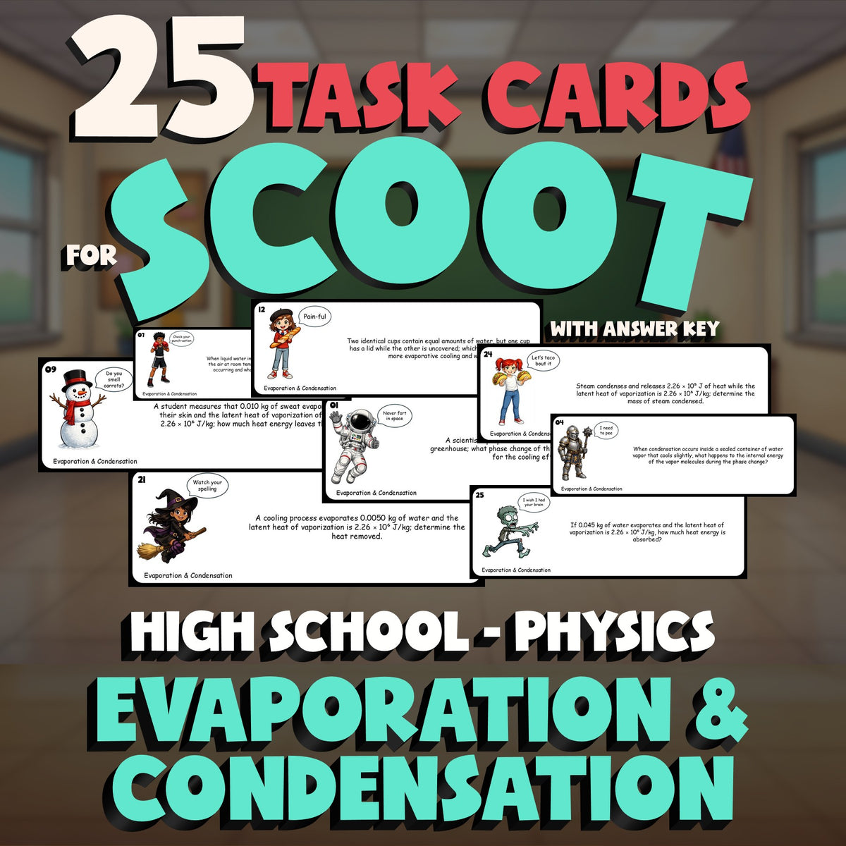 Evaporation & Condensation SCOOT TASK CARDS Science Game - No Prep Physics